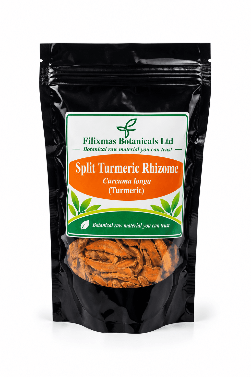 Pouch of split turmeric rhizome (Curcuma longa)