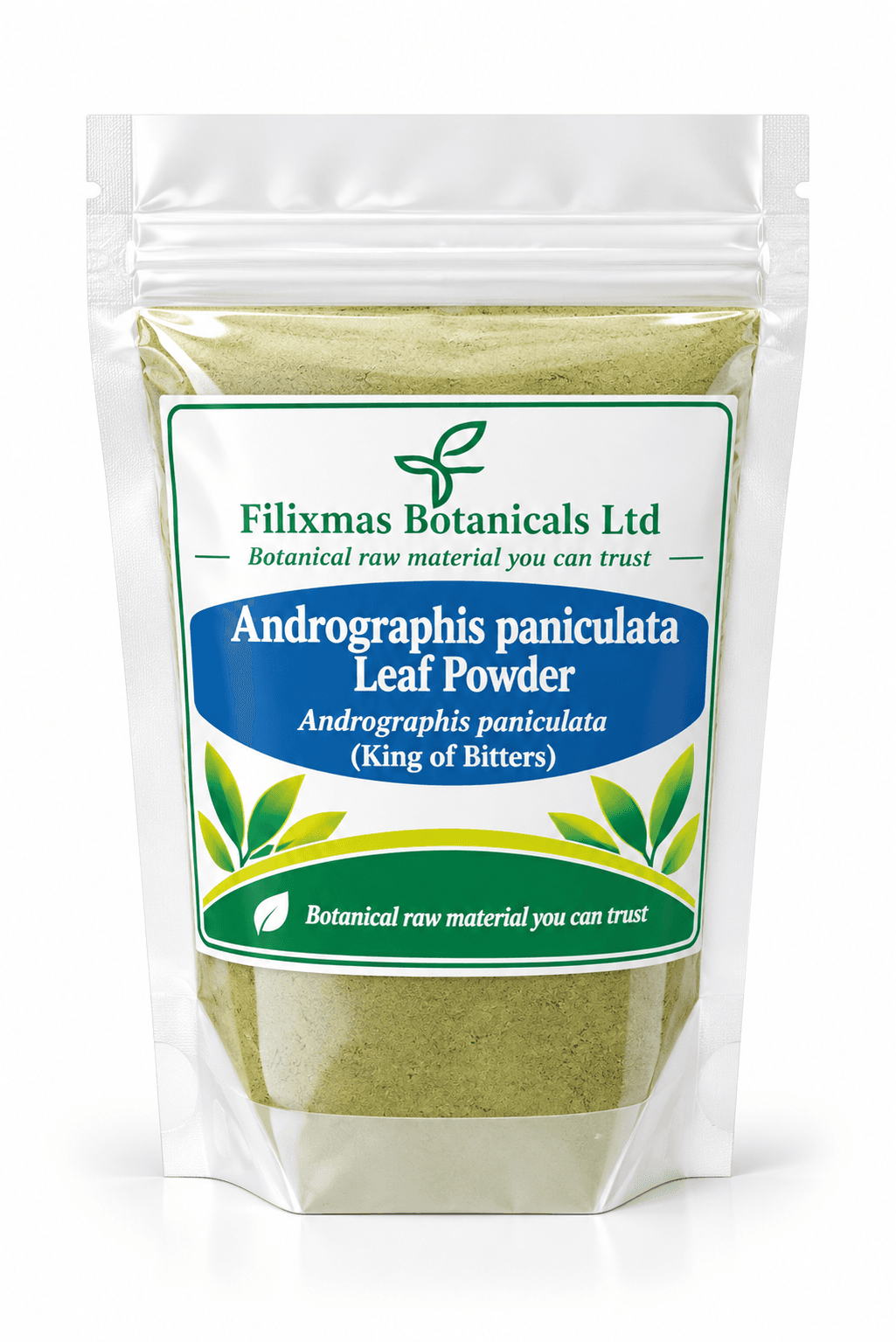Pouch of Andrographis paniculata (king of bitters) leaf powder
