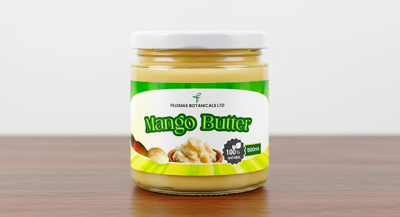 Jar of Filixmas Botanicals mango butter (Mangifera indica)
